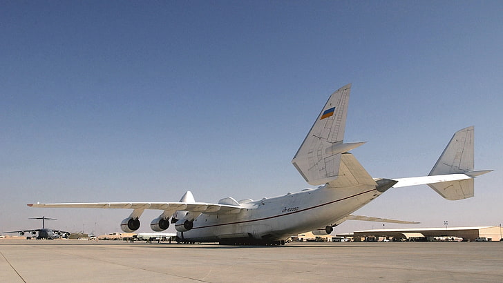 white airplane, airport, an-225, Antonov An-225 Mriya, air vehicle