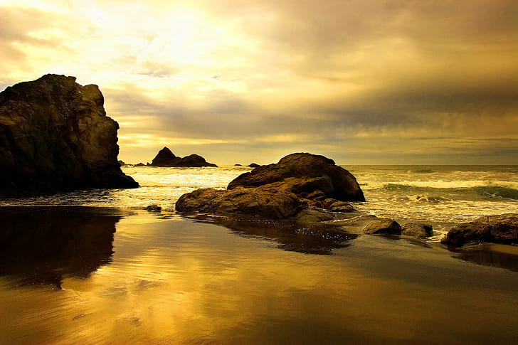 rock formation near body of water during daytime, Lost, Sensations HD wallpaper