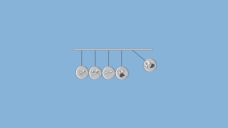 gray ball illustration, physics, minimalism, humor, simple background