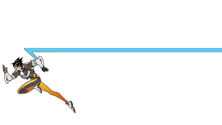 Tracer (Overwatch), minimalism, PC gaming, running, simple background, HD wallpaper