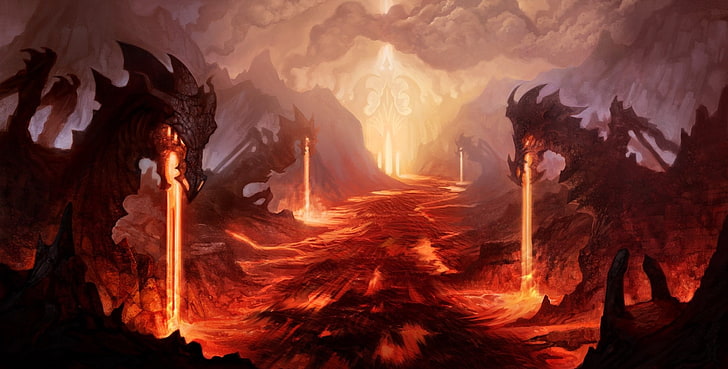 Seu Deus Está Morto! - As Desventuras do Cavaleiro da Morte e do Juiz do Inferno - Página 2 Fantasy-landscape-dragon-lava-wallpaper-preview