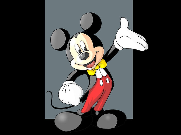 Mickey Mouse, Lovely Cartoon, Comic, Funny, Black Background, mickey mouse illustration, HD wallpaper