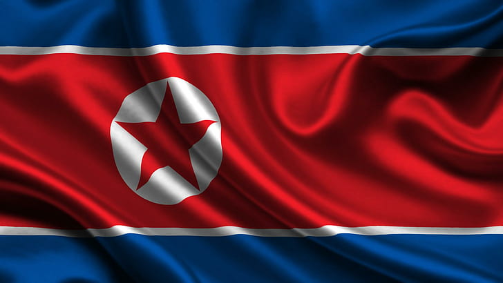 north korea, internet, disable, flag, symbols, red, white, and blue flag, HD wallpaper