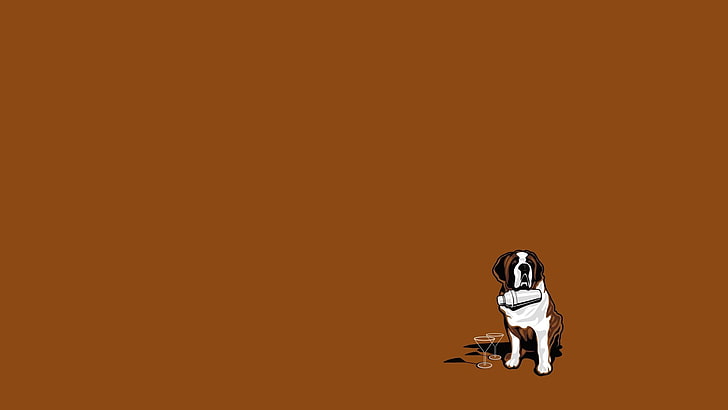 Saint Bernard illustration, minimalism, dog, simple background