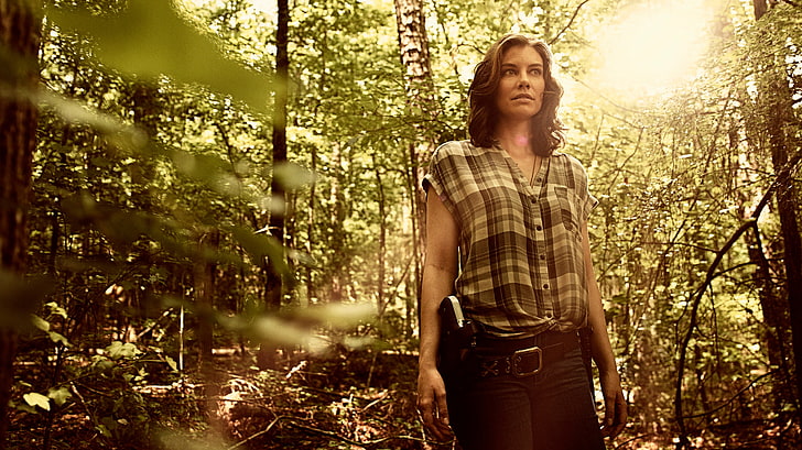 Lauren Cohan in in The Walking Dead Season 9 4K, forest, tree, HD wallpaper