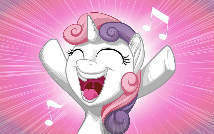 My Little Pony illustration, Sweetie Belle, white, purple, pink, HD wallpaper