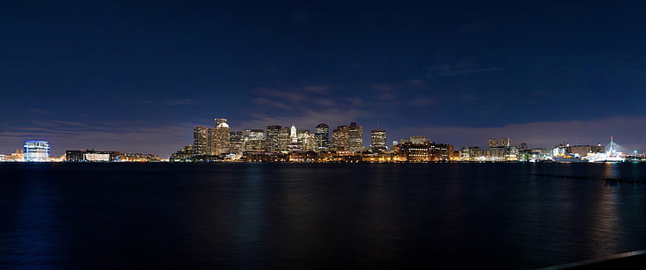 ultrawide, Boston, skyline, landscape, architecture, built structure, HD wallpaper