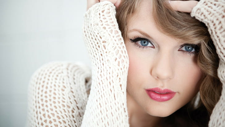 Taylor Swift, celebrity, blonde, blue eyes, netted, singer, HD wallpaper
