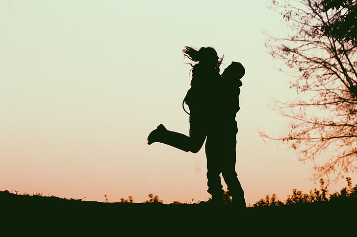 silhouette of man and woman, couple, silhouettes, love, hugs
