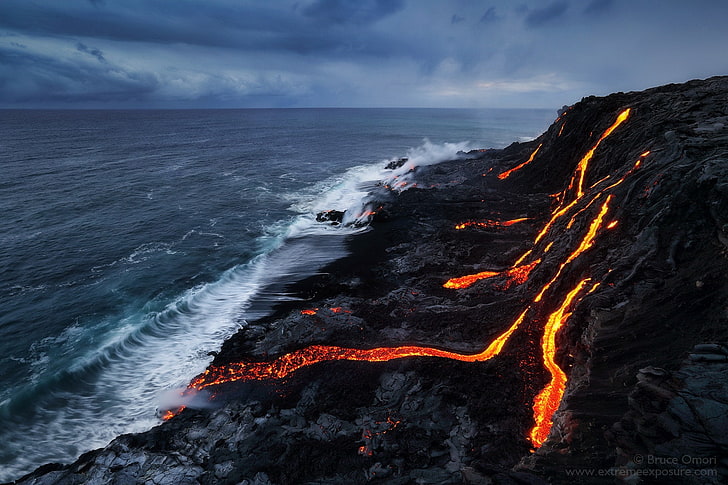 nature, 500px, lava, sea, Bruce Omori, water, beauty in nature, HD wallpaper