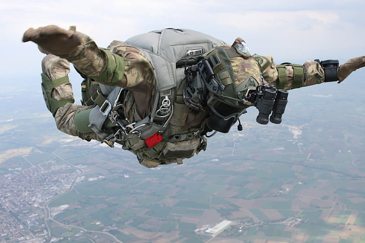 jump, parachute, Turkey, special forces, Turkish special forces, HD wallpaper
