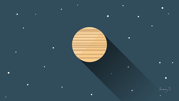 full moon illustration, planet, Flatdesign, digital art, minimalism