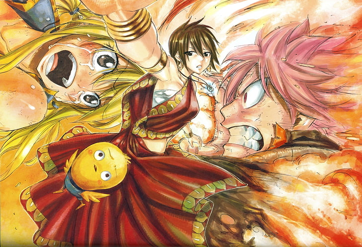 Hd Wallpaper Anime Fairy Tail Lucy Heartfilia Momon Fairy Tail Natsu Dragneel Wallpaper Flare