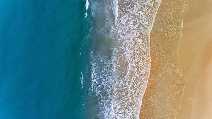 nature, water, beach, aerial view, sea, HD wallpaper