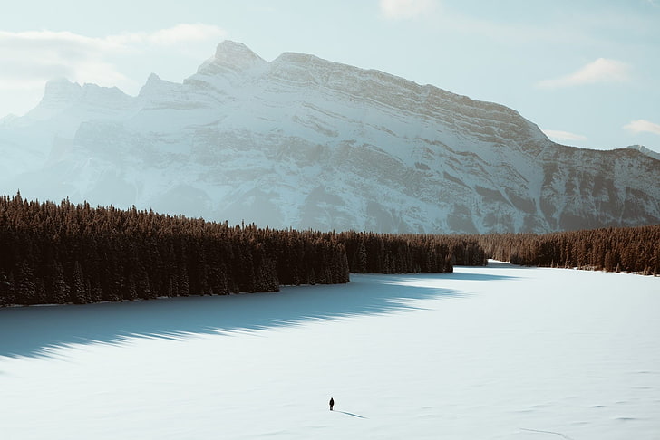 landscape, mountains, white, Sun, sun rays, Canada, Banff National Park, HD wallpaper