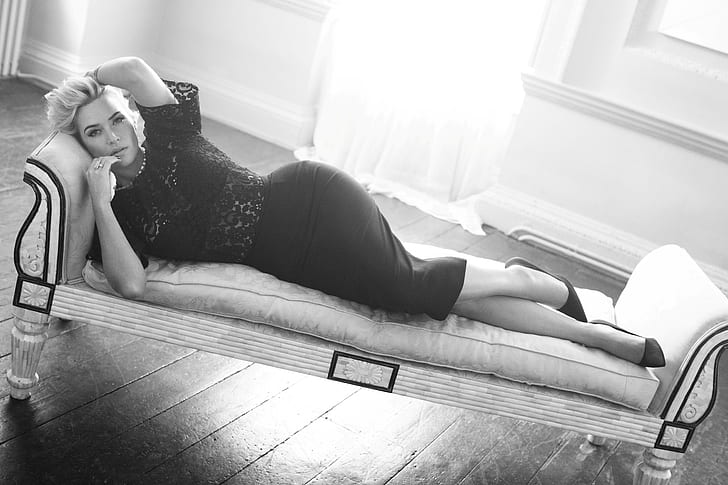 actress, blonde, looking at viewer, Kate Winslet, monochrome, HD wallpaper