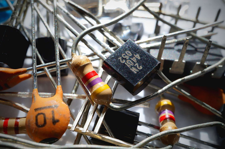 capacitor, components, electrical components, electronics, macro, HD wallpaper
