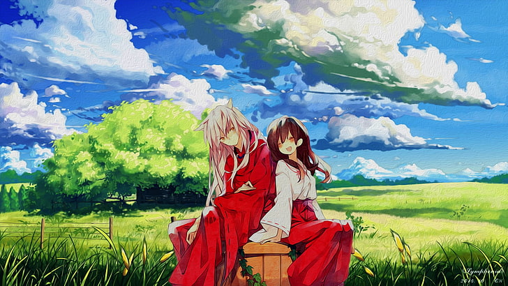 Inuyasha anime illustration, sky, cloud - sky, plant, nature, HD wallpaper