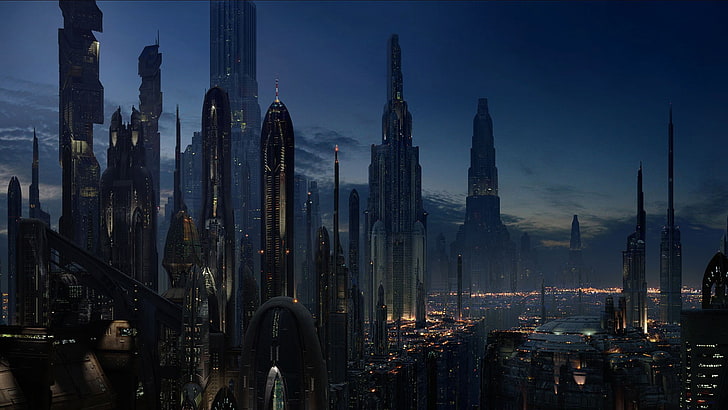 futuristic, Star Wars, dystopian, science fiction, cityscape