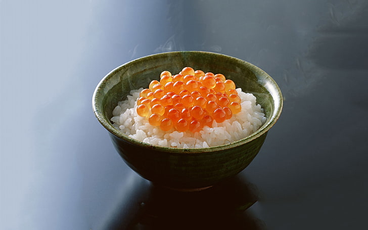 food, rice, salmon roe, food and drink, healthy eating, freshness, HD wallpaper
