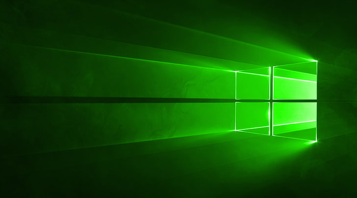 Windows 10 Green, Windows logo, green color, illuminated, light - natural phenomenon HD wallpaper
