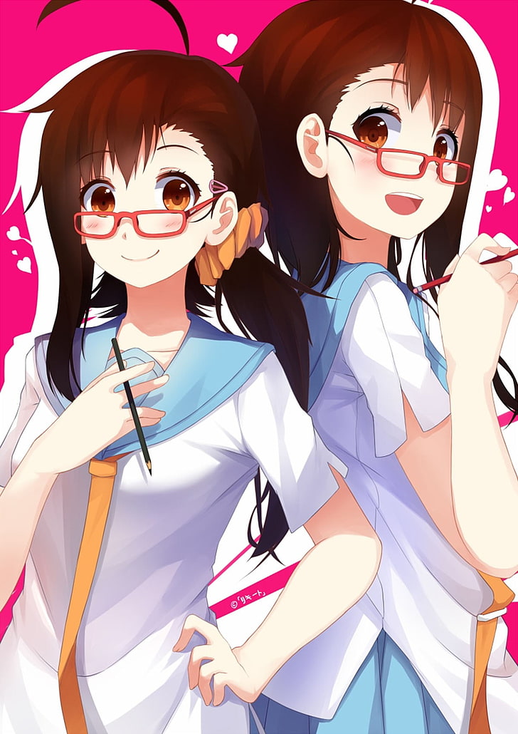 two brown haired female anime characters, Nisekoi, Onodera Kosaki