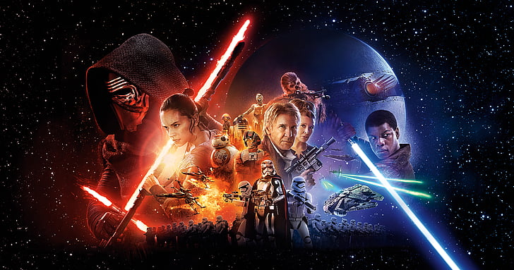 Star Wars poster, Episode VII, The Force Awakens, 2016 Movies, HD wallpaper