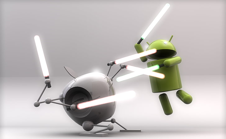 Funny Android, Star Wars themed Apple vs Android robot clip art