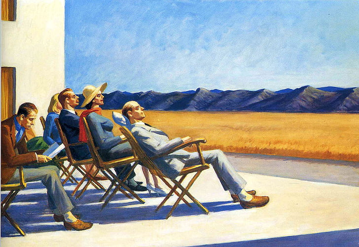 mountains, people, stay, picture, Edward Hopper, genre, People In The Sun, HD wallpaper