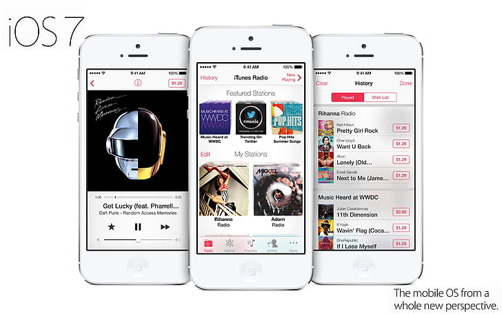 iPhone 5 iTunes Radio in iOS 7 system, HD wallpaper
