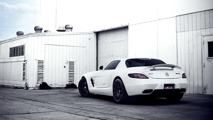 white Mercedes-Benz coupe, supercars, white cars, mode of transportation