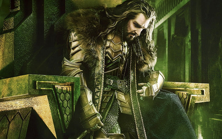 Thorin Oakenshield in The Hobbit, Lord of the Rings dwarf digital wallpaper, HD wallpaper