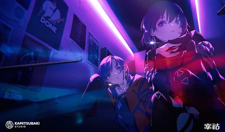 HD wallpaper: anime, anime girls, Virtual Youtuber, neon lights, blue hair  | Wallpaper Flare