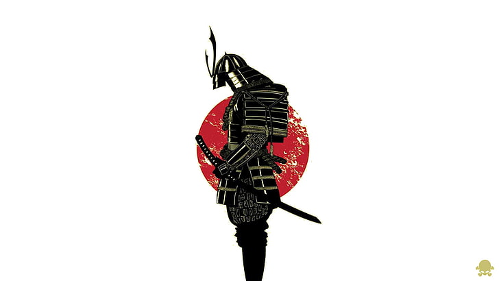 samurai, white background, studio shot, copy space, cut out