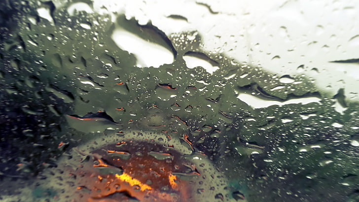 water, water drops, wet, rain, glass - material, close-up, nature, HD wallpaper