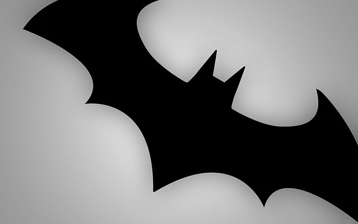 Batman logo, Bat signal, simple background, silhouette, indoors, HD wallpaper