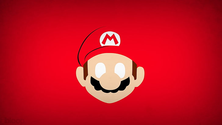 Super Mario logo, red, studio shot, heart shape, colored background, HD wallpaper