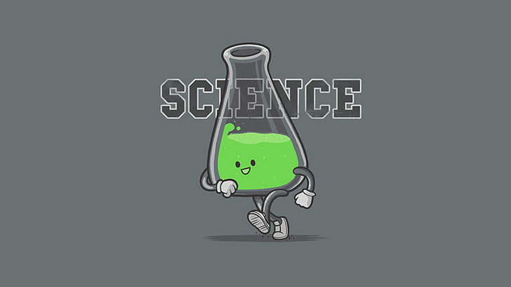 Science illustration, humor, simple background, minimalism, typography, HD wallpaper