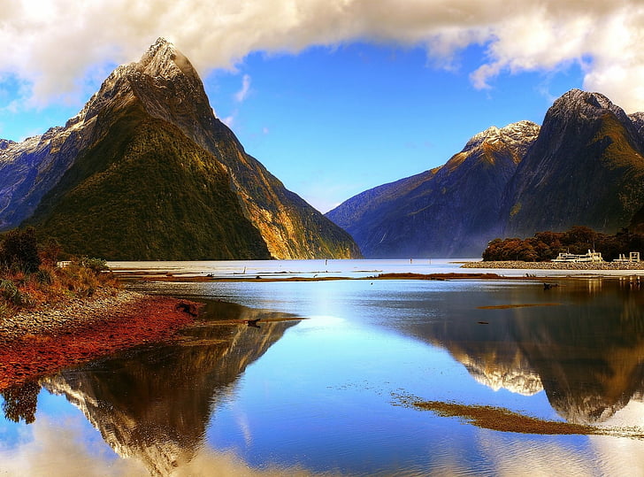 Earth, Milford Sound, Fjord, Mitre Peak, Mountain, New Zealand, HD wallpaper