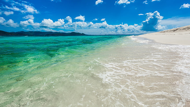 green body of water, British Virgin Islands, tropical, beach, HD wallpaper