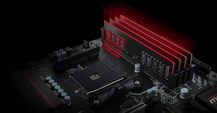 motherboard, msi, gaming, computer, hd, 4k, technology, red, HD wallpaper