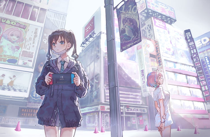 Anime, Original, City, Girl, Nintendo Switch, HD wallpaper
