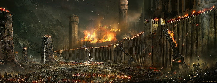 Amazing Siege of Minas Tirith Wallpaper, architecture, built structure, HD wallpaper