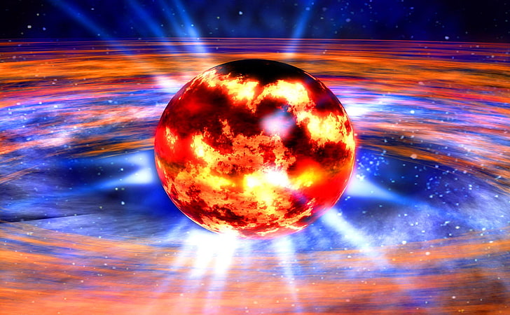 Neutron Stars And Pulsars, sun digital wallpaper, 3D, Space, sphere