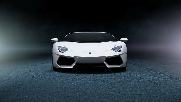 Lamborghini, Aventador, LP700-4 amazing, front, white, HD wallpaper