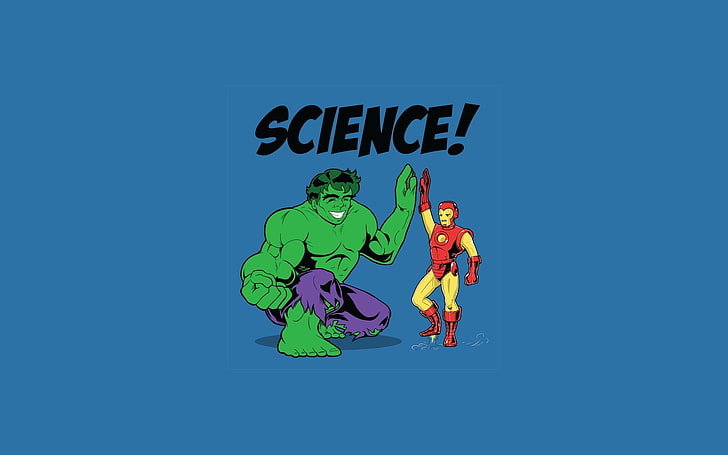 Incredible Hulk and Iron Man illustration, Marvel Comics, science, HD wallpaper