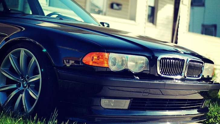 blue BMW car,  bmw E38, BMW 7 Series, motor vehicle, mode of transportation, HD wallpaper