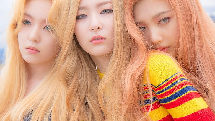 face, pop-korean-blonde, seulgi-joy-k, velvet-irene, woman-girl-red