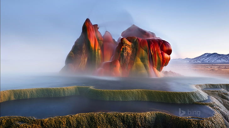 geysers, nature, landscape, rock formation, mist, Nevada