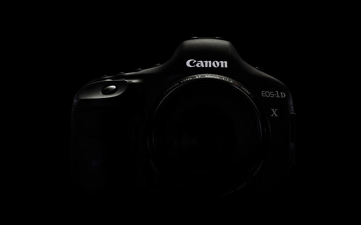 black Canon EOS 1D, the camera, black background, 1Dx, camera - Photographic Equipment, HD wallpaper